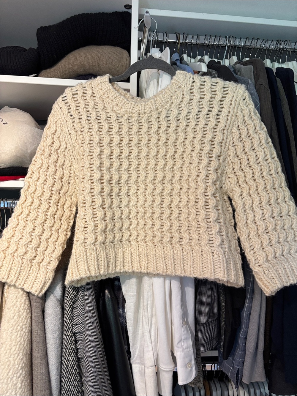 Zara Cream Chunky Cable Knit Sweater
